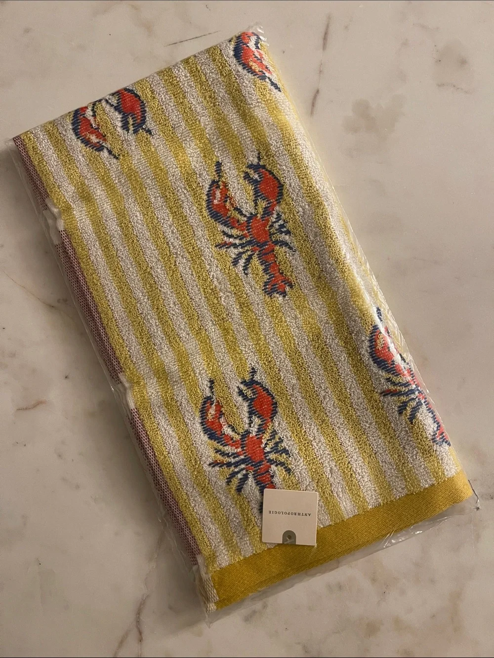 Striped Lobster Cotton Icon  Hand Towel from Anthropologie